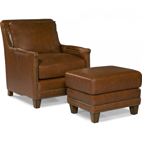 Prescott Ottoman in Saddle Brown Top Grain Leather